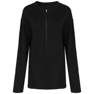 COCOBELLA时尚圆领黑色拉链毛衣女气质通勤套头针织衫MZ3301-2