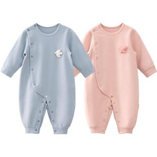 婴蓓依婴儿连体衣春秋款宝宝衣服新生儿磨毛哈衣男女a类高支可爱