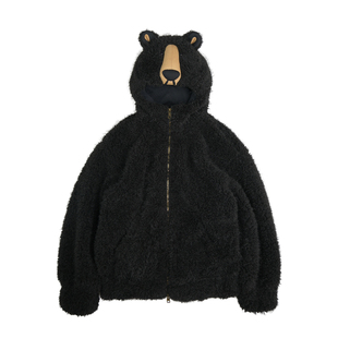 明智合禾原创亲子狗熊男女童冬季连帽拉链加厚保暖毛绒外套熊瞎子