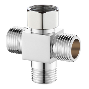 全铜加厚四通分水阀角阀一进三出分水器内外丝牙活接4通分流接头