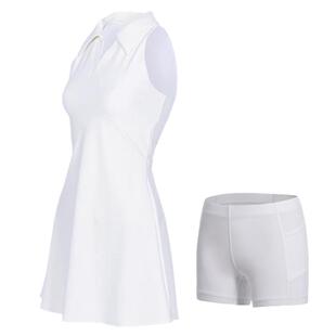 出口宽松温网白色工字美背翻领女运动网球连衣裙速干高尔夫裙大码