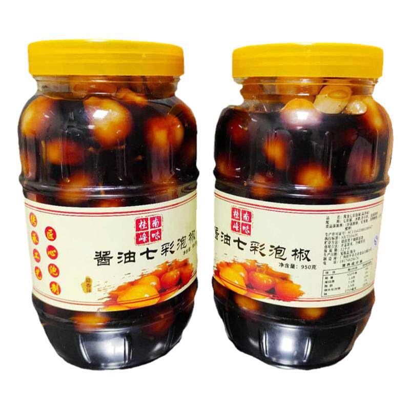 桂南峰味广西泡辣椒七彩泡椒蒜酱香五彩椒泡酱油腌制酸辣味大瓶