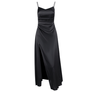 法式高级感气质缎面吊带连衣裙女修身性感宴会年会晚礼服开叉长裙