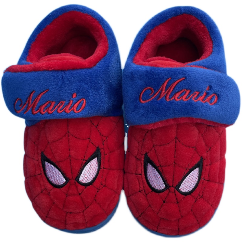 可爱卡通儿童棉拖鞋冬季男童毛毛鞋防滑保暖居家室内软底包跟棉鞋