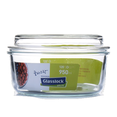 glasslock进口带玻璃盖钢化玻璃密封保鲜盒圆形微波炉便当饭盒