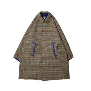 UMAMIISM硬骨头千鸟格双面毛呢大衣男长款英伦风潮流学生格子大衣