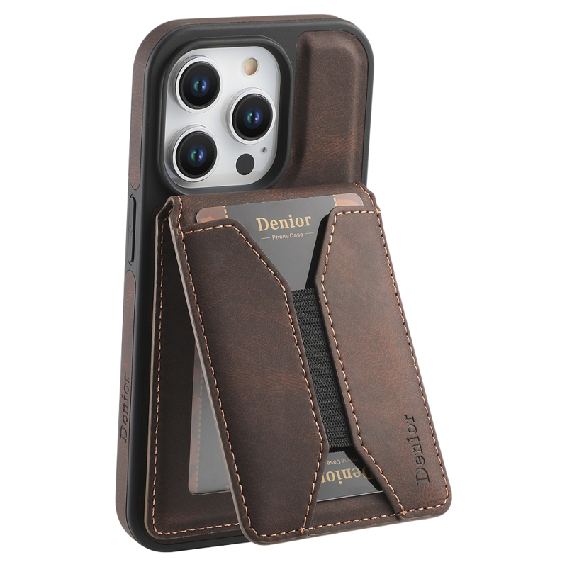 360°旋转支架苹果iPhone15手机壳Magsafe磁吸卡包14promax真皮革13钱夹式12pm保护套皮质可放张
