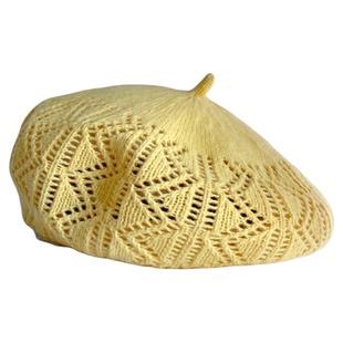 法式镂空针织贝雷帽子女秋冬复古优雅气质画家帽显脸小文艺南瓜帽