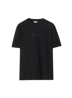 格纹草书风格棉质T恤衫BURBERRY