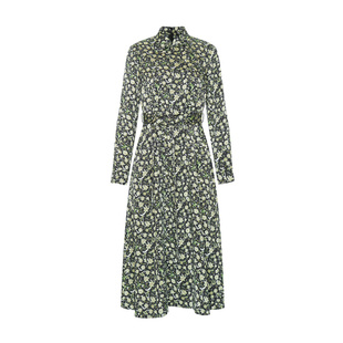 莱芙艾迪儿复古碎花裙衬衫式长袖连衣裙女秋收腰裙子3V4L94422