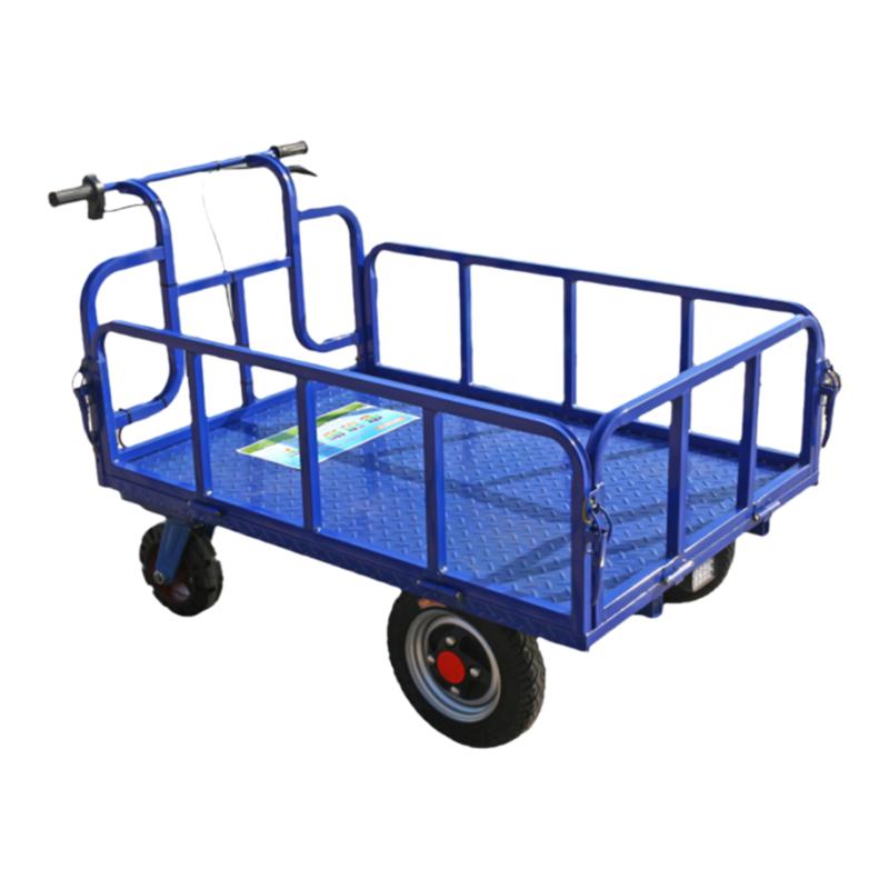 電動手推四輪平板車醫(yī)院商鋪倉儲廠區(qū)物料搬運推貨車可定制
