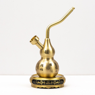 小铜记黄铜百福水烟壶便携烟斗旱烟丝四用烟嘴过滤器摆件男士礼物