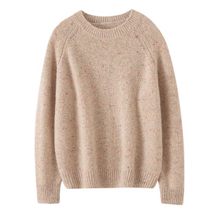 点子纱100%纯山羊绒衫2025新款圆领插肩袖女加厚针织毛衣打底宽松