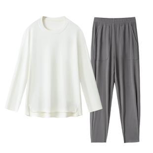 内茵带胸垫睡衣家居服上衣女款可外穿春秋冬季长袖裤微绒贴身睡衣