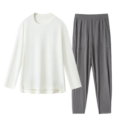 内茵带胸垫家居服薄微绒睡衣套装