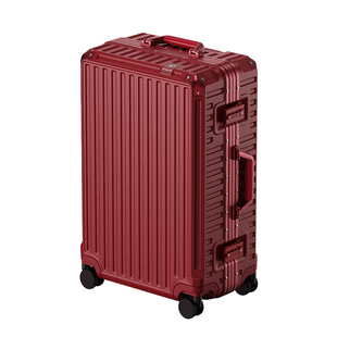 漫游钻石版结婚铝框行李箱陪嫁拉杆箱旅行箱24寸登机箱男女酒红色