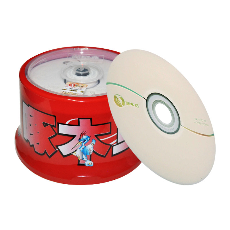 啄木鸟简系列DVD-R光盘 空白刻录盘光盘  50片桶装dvd r碟片包邮