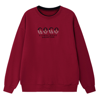 圆领卫衣女秋冬加绒加厚冬季上衣