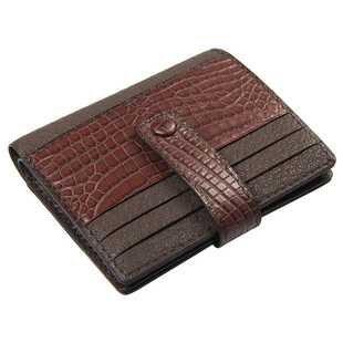 聚变手工皮具高端定制鳄鱼皮真皮超薄半开扣带版经典简约卡包钱包