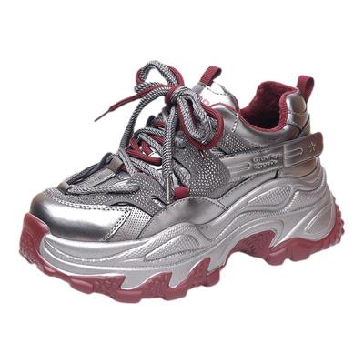 厚底老爹鞋女款银色休闲运动鞋