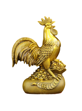 黄铜金钱鸡摆件金鸡报晓送礼