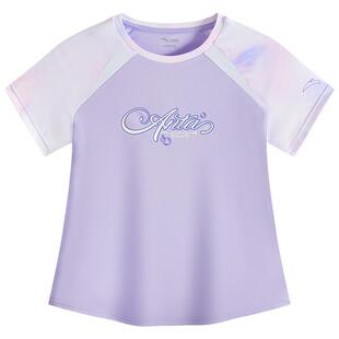安踏女童短袖衫2026夏季大童女孩速干透气运动短袖衫百搭宝宝t恤