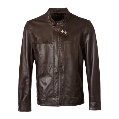 宽松美拉德风立领皮衣外套女新款