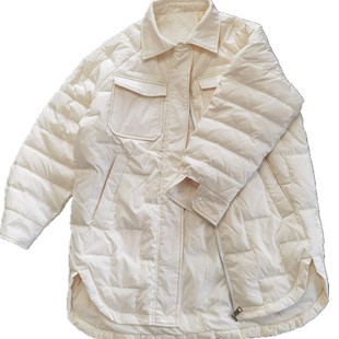 2025新款韩版中长款羽绒服女轻薄款轻便衬衫领宽松显瘦翻领时尚潮