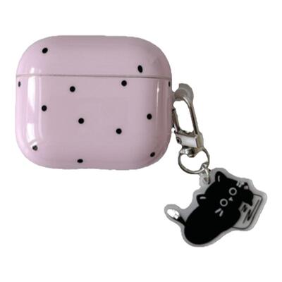 小众波点猫咪挂件适用苹果耳机保护套airpodspro2无线蓝牙耳机壳三四代airpod4二代ipod耳机套airpods3保护壳