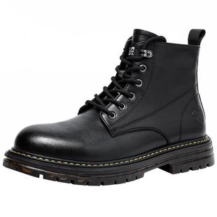 马克华菲马丁靴男款男士靴子冬季棉鞋男黑色皮靴防水加厚雪地靴男