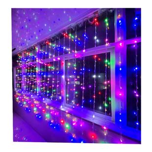 新款G60遥控高亮数码爆闪窗帘灯春节阳台氛围七彩过年流水灯 户外