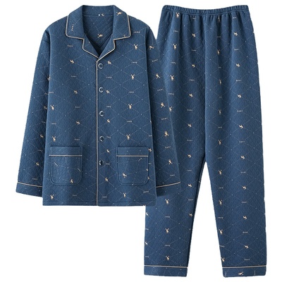 浪莎空气棉睡衣男加厚保暖套装