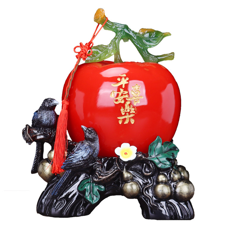平安喜乐红苹果摆件喜鹊招财客厅电视酒柜装饰品新居乔迁生日礼物