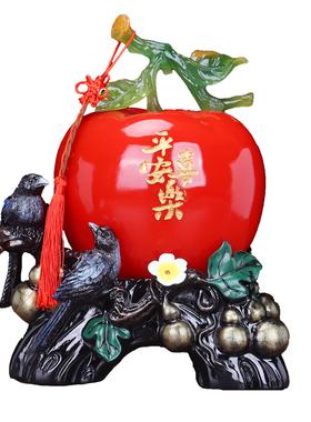 平安喜乐红苹果摆件喜鹊招财客厅电视酒柜装饰品新居乔迁生日礼物