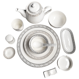 加厚酒店摆台餐具套装创意陶瓷四件套饭店用品中式消毒碗碟盘印字