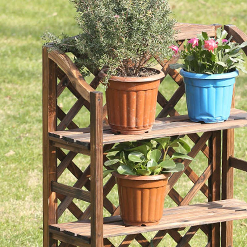碳化防腐木质花架/木制书架/鞋架/实木置物架/庭院户外阳台花架