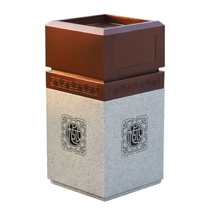 高档仿大理石纹户外垃圾桶大容量果皮箱别墅庭院室外不锈钢垃圾桶