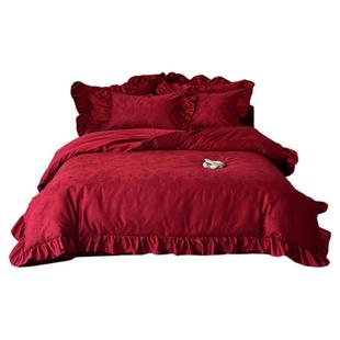 清仓福利】斯得福高级感结婚床上四件套婚庆大红色纯棉全棉被套