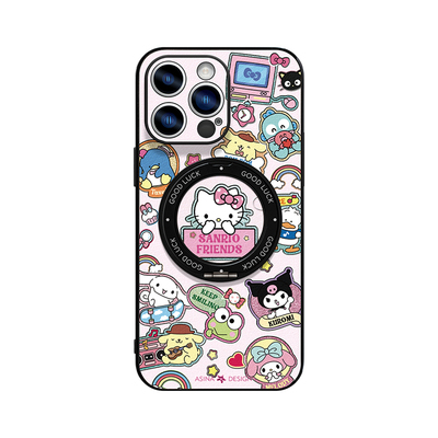 三丽鸥贴纸适用苹果17Promax手机壳新款14磁吸带支架iPhone15Pro全包套支点ip16高级360°旋转女13pm全包Ho3