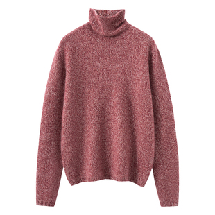 邓肯花式纱山羊绒衫女堆堆领加厚宽松针织打底衫秋冬新款毛衣上衣