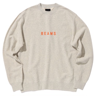 日系25秋冬新品BEAMS字母印花休闲宽松毛圈棉卫衣男女款