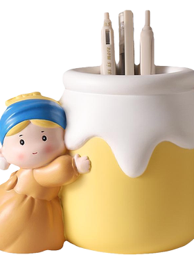 戴珍珠耳环的少女笔筒摆件装饰品