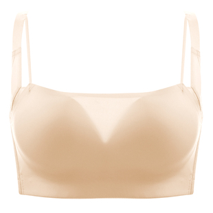 倾慕艺生大胸显小抹胸无钢圈胖MM无痕收副乳防走光内衣薄全罩杯夏