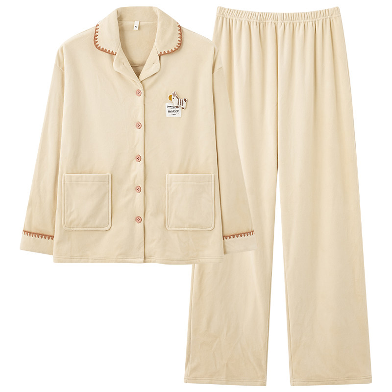 芬腾可安加厚保暖海岛绒睡衣女款睡衣/家居服套装