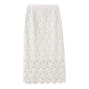 水云间白色蕾丝高腰半身裙女中长款直筒裙子时尚气质2026春季新款