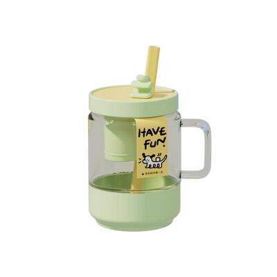 大口哈玻璃吸管杯办公室水杯