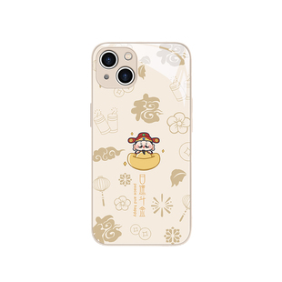 财神爷适用苹果17手机壳iphone16promax发财苹果14/15八方来财13国潮12min情侣11高级感xsmax新款xr玻璃8plus