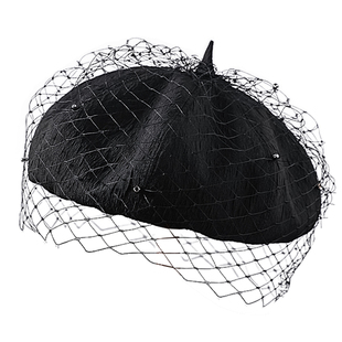夏季黑色网纱贝雷帽子女款2025新款蓓蕾帽春秋女士复古薄款画家帽