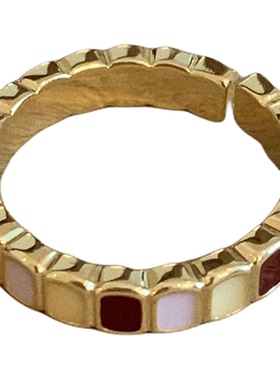 法式彩色滴釉珍珠小众戒指