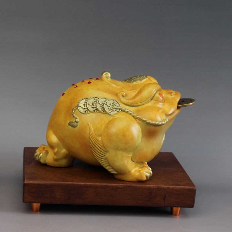 金蟾黄铜摆件居家装饰铜工艺品聚宝三足铜蟾蜍办公室店铺开业礼品